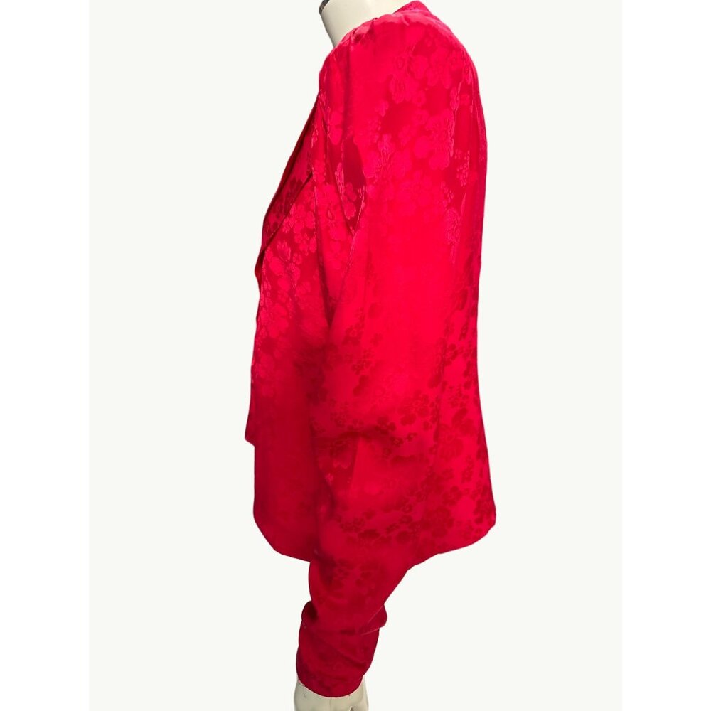 Argenti Petites Apple Red Button Snaps All Silk Vintage Blouse Size 10P - Picture 2 of 7